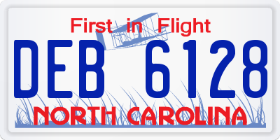 NC license plate DEB6128