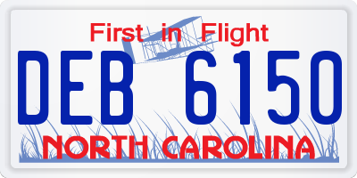 NC license plate DEB6150