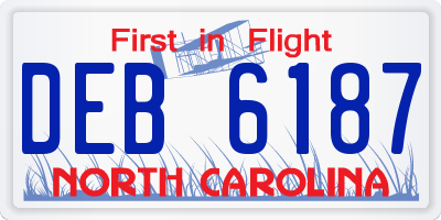 NC license plate DEB6187