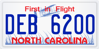NC license plate DEB6200