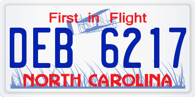NC license plate DEB6217