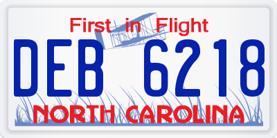 NC license plate DEB6218