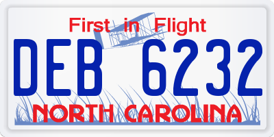 NC license plate DEB6232