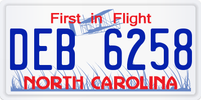 NC license plate DEB6258