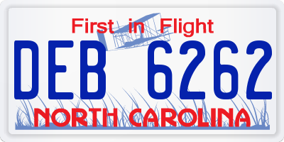 NC license plate DEB6262