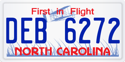 NC license plate DEB6272