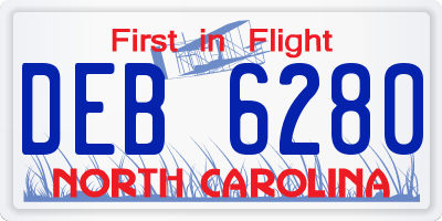 NC license plate DEB6280