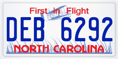 NC license plate DEB6292