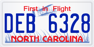NC license plate DEB6328