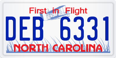 NC license plate DEB6331