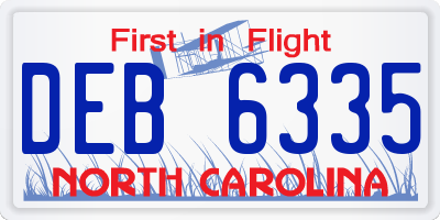 NC license plate DEB6335