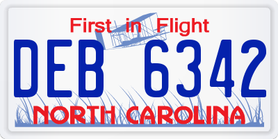 NC license plate DEB6342