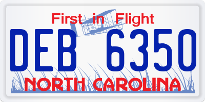 NC license plate DEB6350