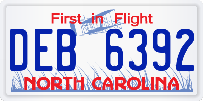 NC license plate DEB6392