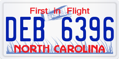 NC license plate DEB6396