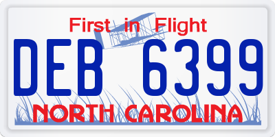 NC license plate DEB6399