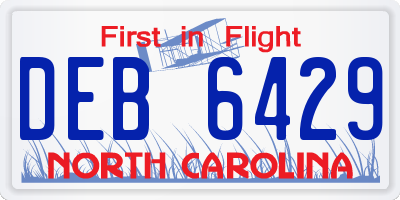 NC license plate DEB6429