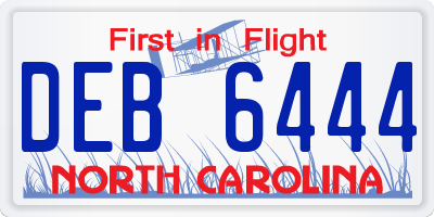 NC license plate DEB6444