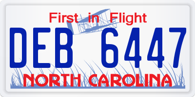 NC license plate DEB6447