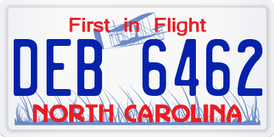 NC license plate DEB6462