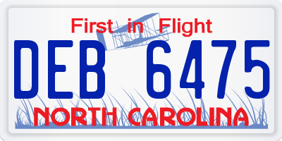 NC license plate DEB6475