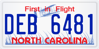 NC license plate DEB6481