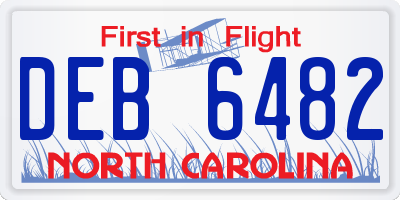 NC license plate DEB6482