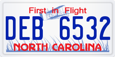 NC license plate DEB6532