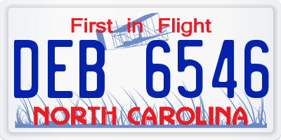 NC license plate DEB6546