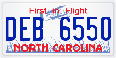 NC license plate DEB6550