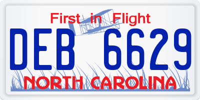 NC license plate DEB6629