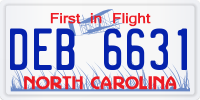 NC license plate DEB6631