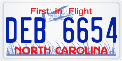 NC license plate DEB6654