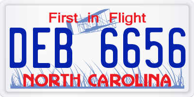 NC license plate DEB6656