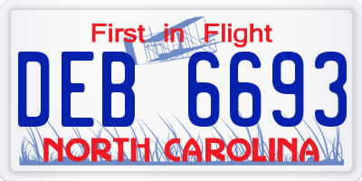 NC license plate DEB6693