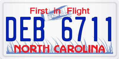 NC license plate DEB6711