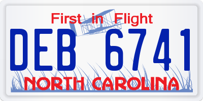 NC license plate DEB6741