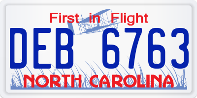 NC license plate DEB6763