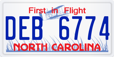 NC license plate DEB6774