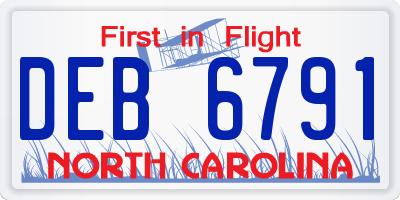 NC license plate DEB6791