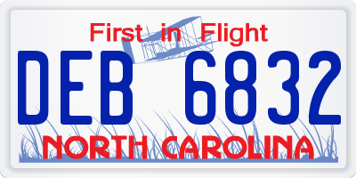 NC license plate DEB6832