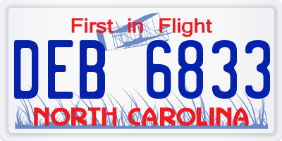 NC license plate DEB6833