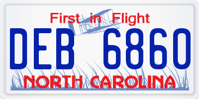 NC license plate DEB6860