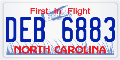 NC license plate DEB6883
