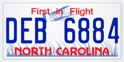 NC license plate DEB6884