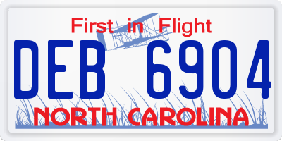 NC license plate DEB6904