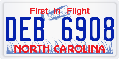 NC license plate DEB6908
