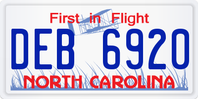 NC license plate DEB6920
