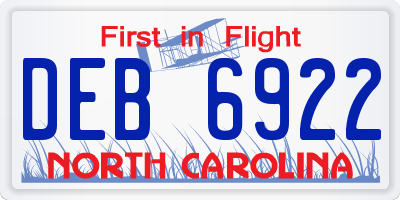 NC license plate DEB6922