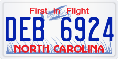 NC license plate DEB6924